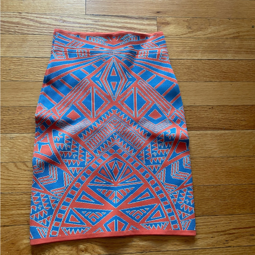 BCBG MAXAZRIA Skirt Geometric Blue and Orange NWT